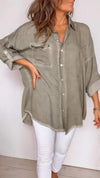 Women's Lapel Single-breasted Cotton and Linen Shirt