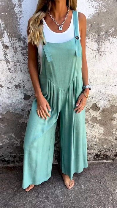 Sleeveless Casual Jumpsuit with Suspenders