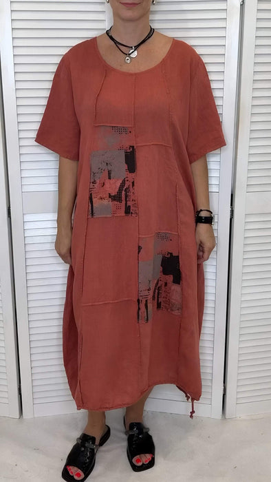 Women's Crew Neck Print Loose Dress