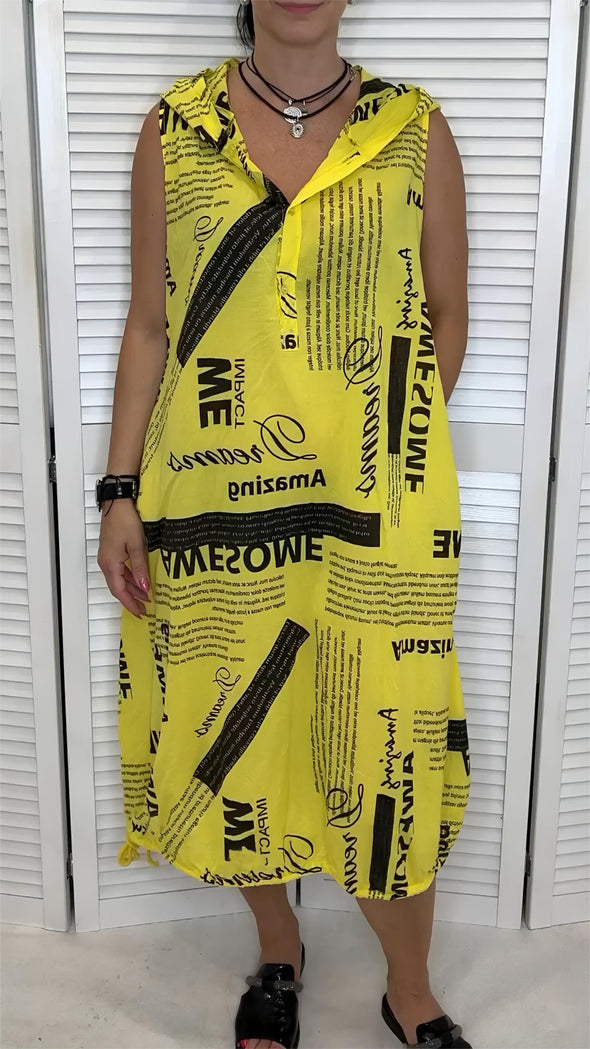 Women's Newspaper Print Sleeveless Dress