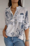 Women's V-neck Mid-sleeve Blouse