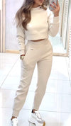 Women's High Collar Long Sleeve Autumn and Winter Casual Sweater Suit