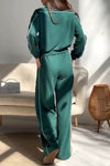 Women's Casual Contrast Color Two-Piece Pants Suit