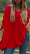 Women's V-neck Solid Color Mid-sleeve Top