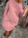 Women's Round Neck Long Sleeve Sweater Dress