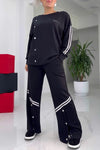 Women's Casual Contrast Pants Suit