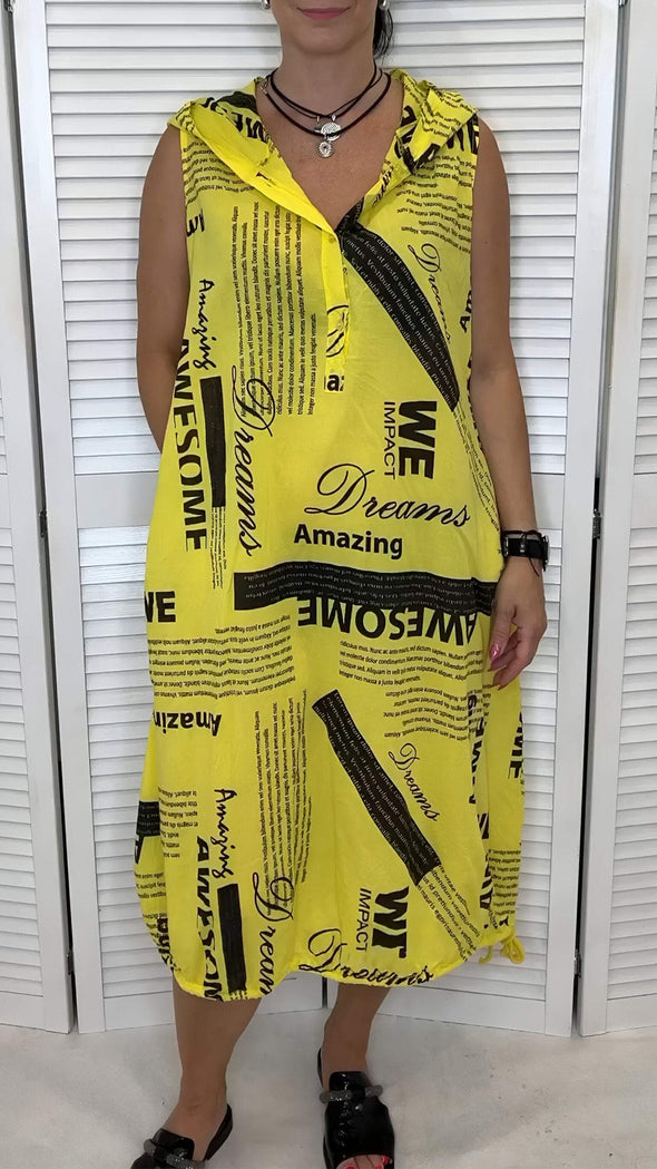 Women's Newspaper Print Sleeveless Dress