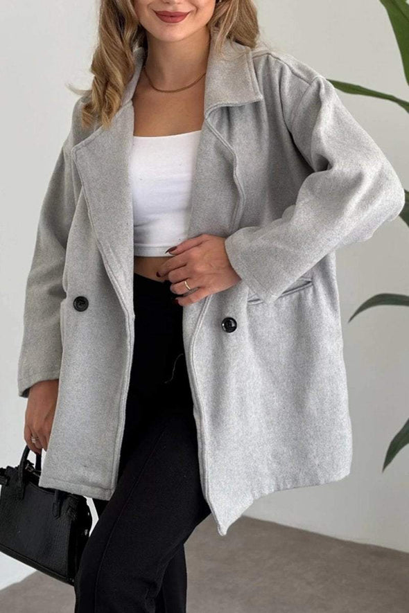 Women's Elegant Solid Color Pocket Coat