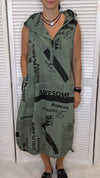 Women's Newspaper Print Sleeveless Dress