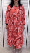 Women's Stand Collar Print Long-sleeved Dress