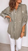 Women's Lapel Single-breasted Cotton and Linen Shirt