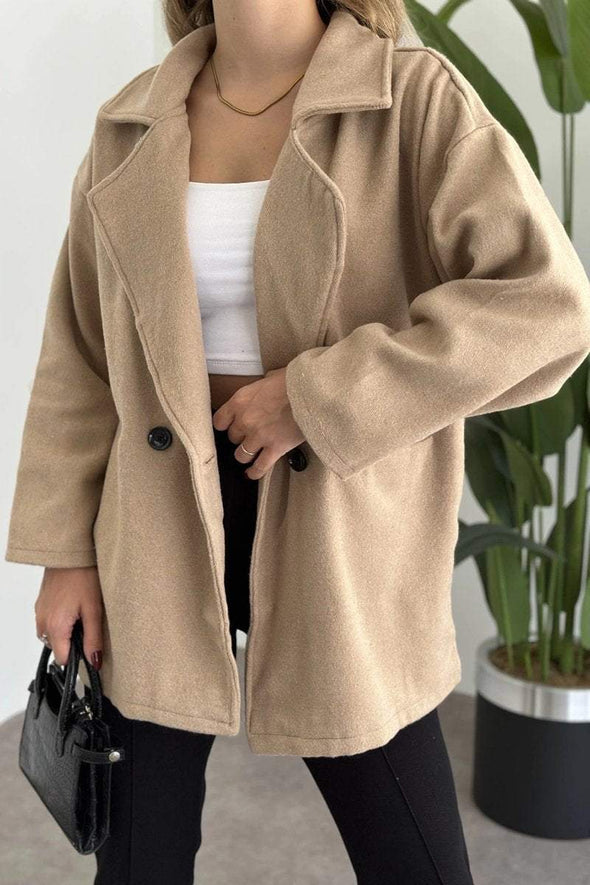 Women's Elegant Solid Color Pocket Coat