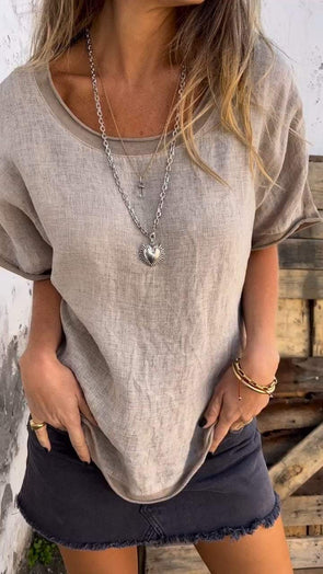 Casual Round Neck Short Sleeve Top