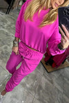 Women's Solid Color Shirt & Pants Two-piece Set