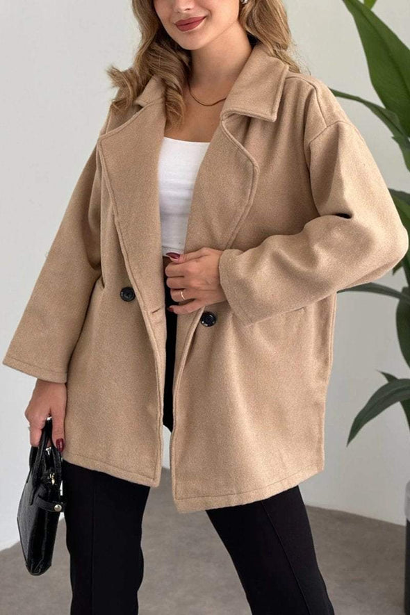 Women's Elegant Solid Color Pocket Coat