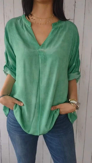 V-neck Mid-sleeve Comfortable Casual Top