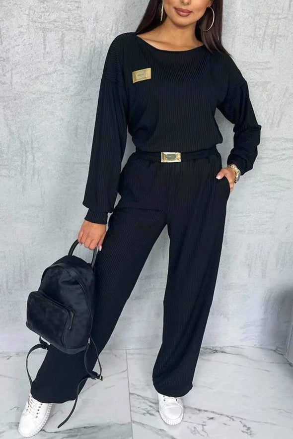 Women's Casual Round Neck Long Sleeve Comfortable Sports Suit