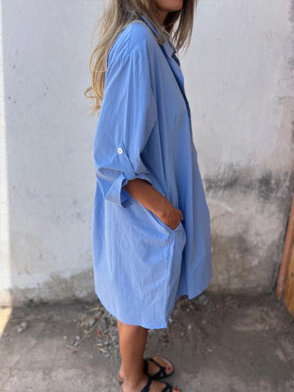 Casual Lapel oversize shirt  dress