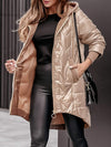 Women's Winter Solid Color Hooded Zipper Coat