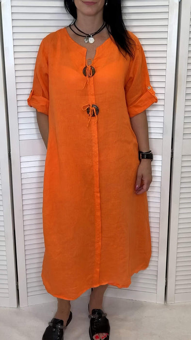 Women's Solid Color V-neck Loose Dress