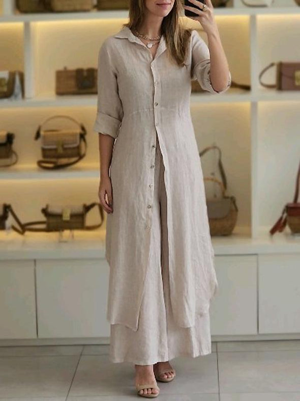 Casual Cotton and Linen Two-piece Set