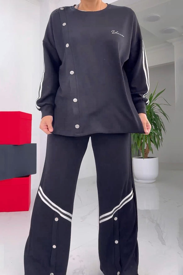 Women's Casual Contrast Pants Suit