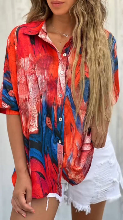 Oil Painting Pattern Shirt Top