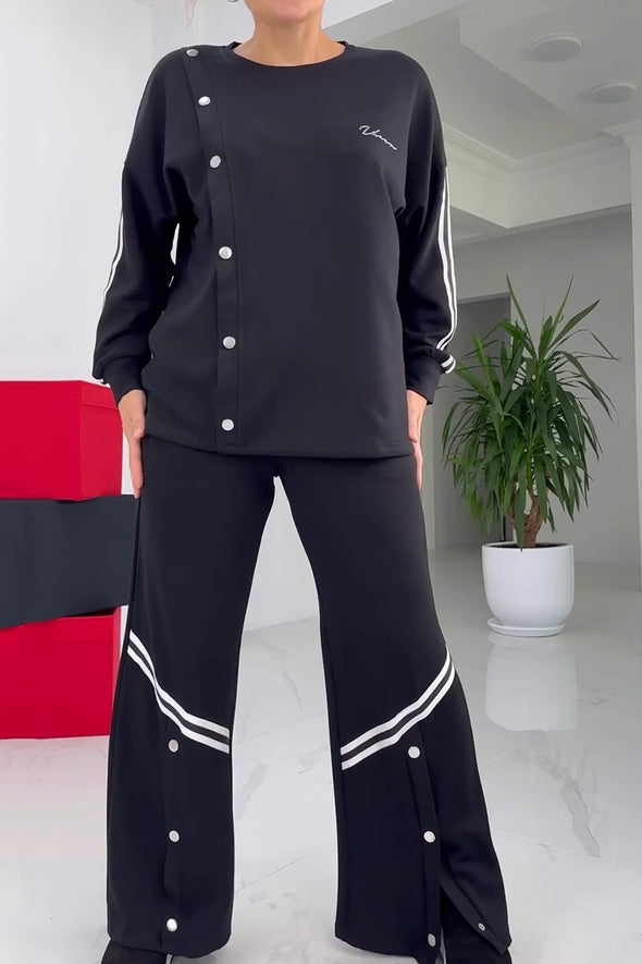 Women's Casual Contrast Pants Suit