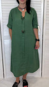 Women's Solid Color V-neck Loose Dress